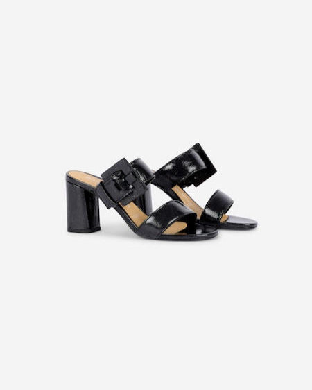 Sandales en cuir vernis navy