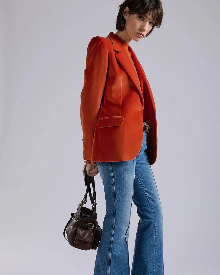 Veste cintrée en velours orange
