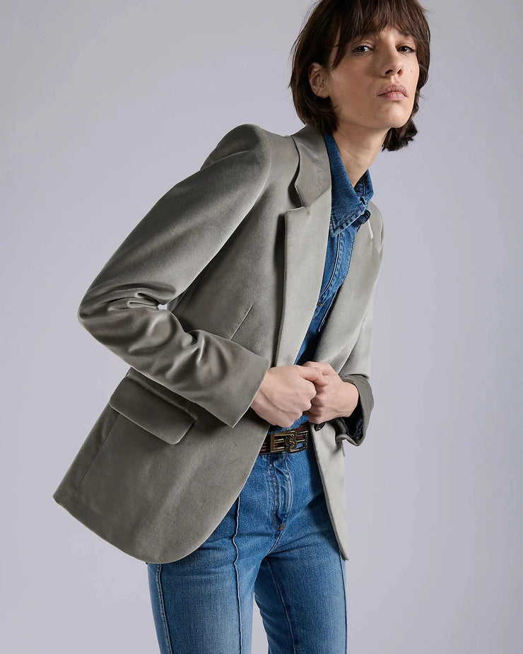 Veste cintrée en velours gris