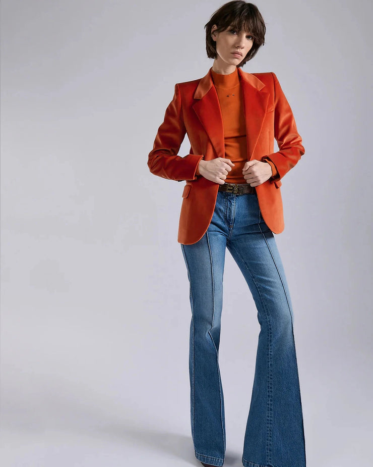 Veste cintrée en velours orange